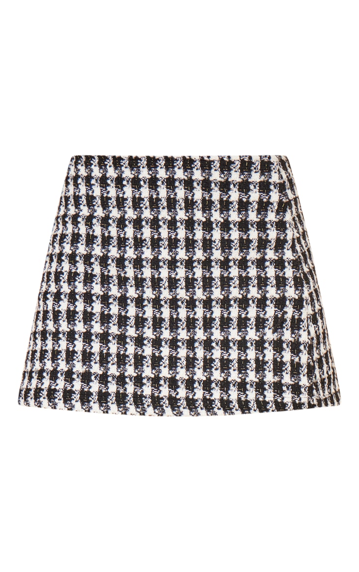 Black Checkered Boucle Zip Front Mini Skirt image 6