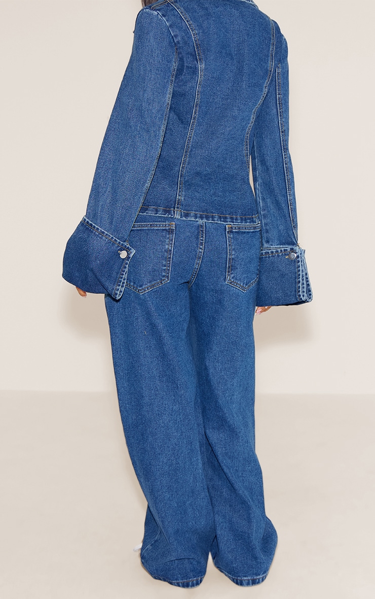 Petite Mid Blue Wash Straight Leg Mid Rise Jean image 3