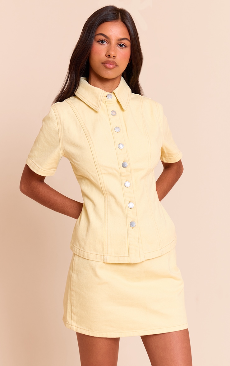 Petite Almond Denim Mini Skirt image 1