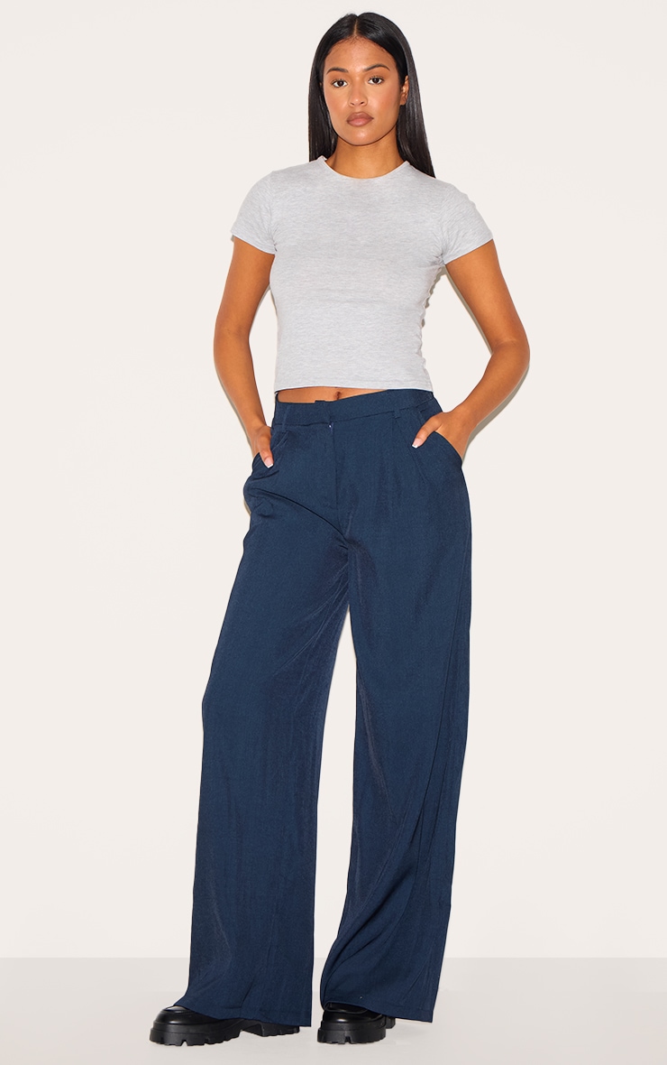 Tall Navy High Waisted Wide Leg Pants image 1