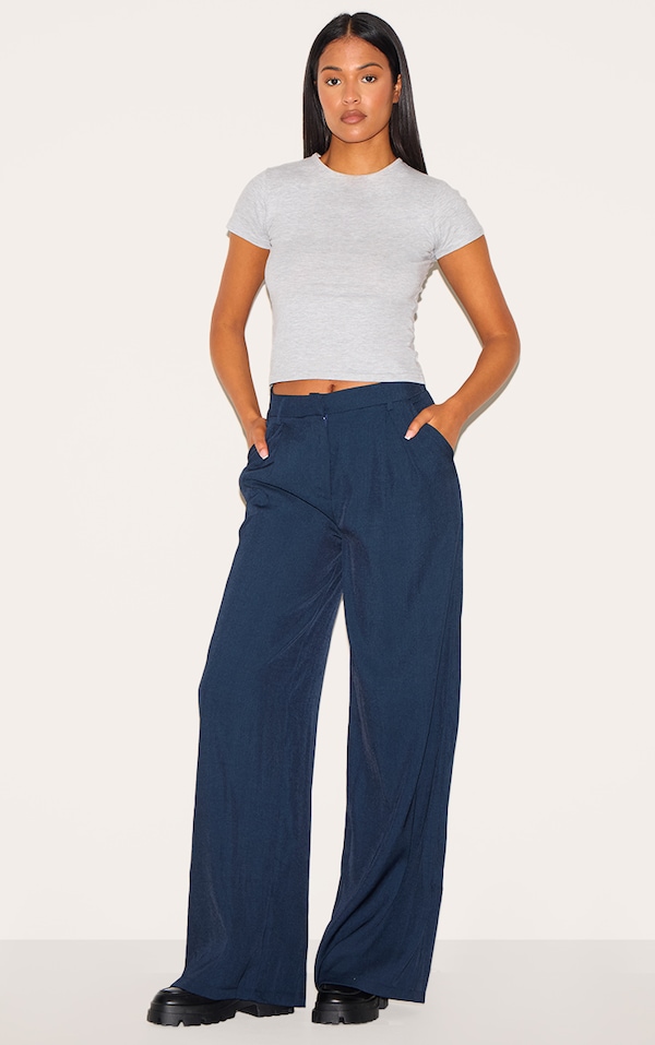 Tall Navy High Waisted Wide Leg Pants