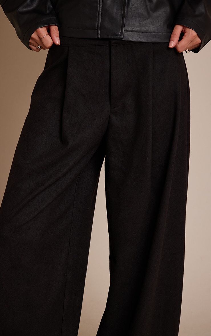 Black Brushed Woven Balloon Trousers