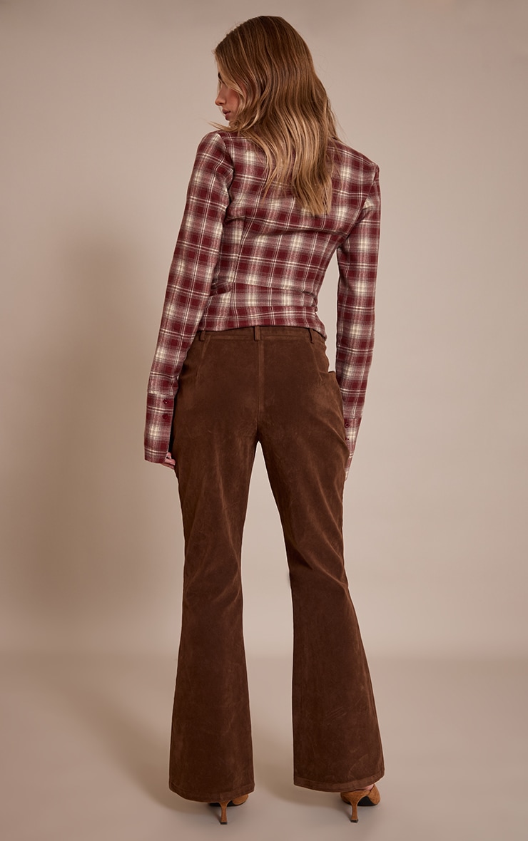 Chocolate Faux Suede Flared Pants image 3