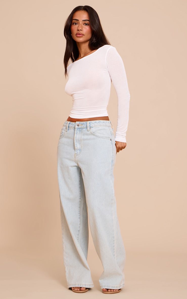 Petite White Sheer Long Sleeve Top image 3