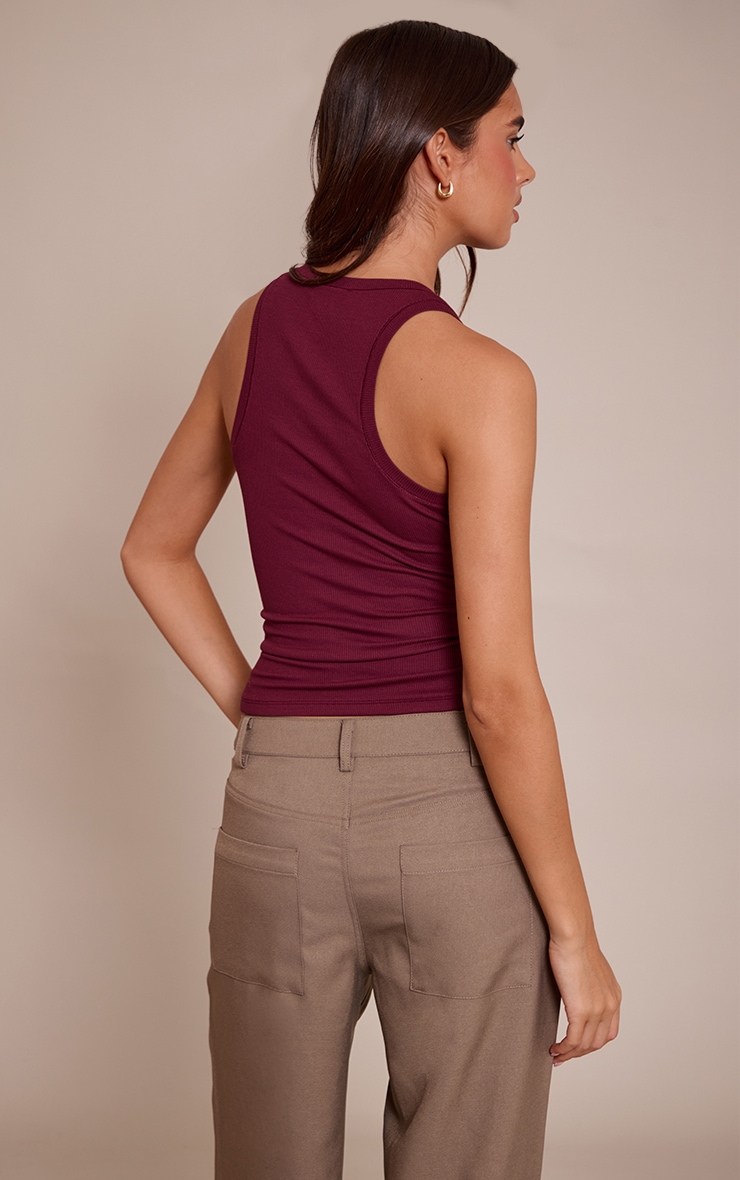 Wine Soft Rib Scoop Neck Vest Top image 2
