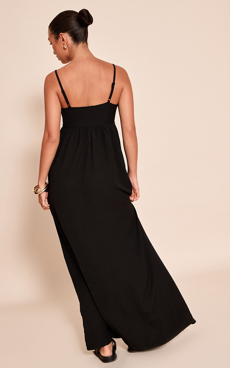 Black Textured Strappy Scoop Neck Sleeveless Maxi Dress image 2