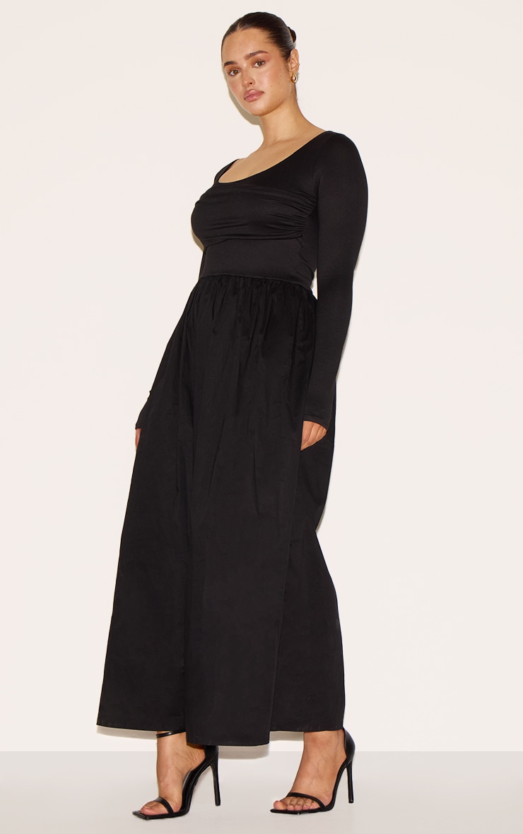 Shape Black Scoop Neck Ruched Bust Maxi Shift Dress image 3