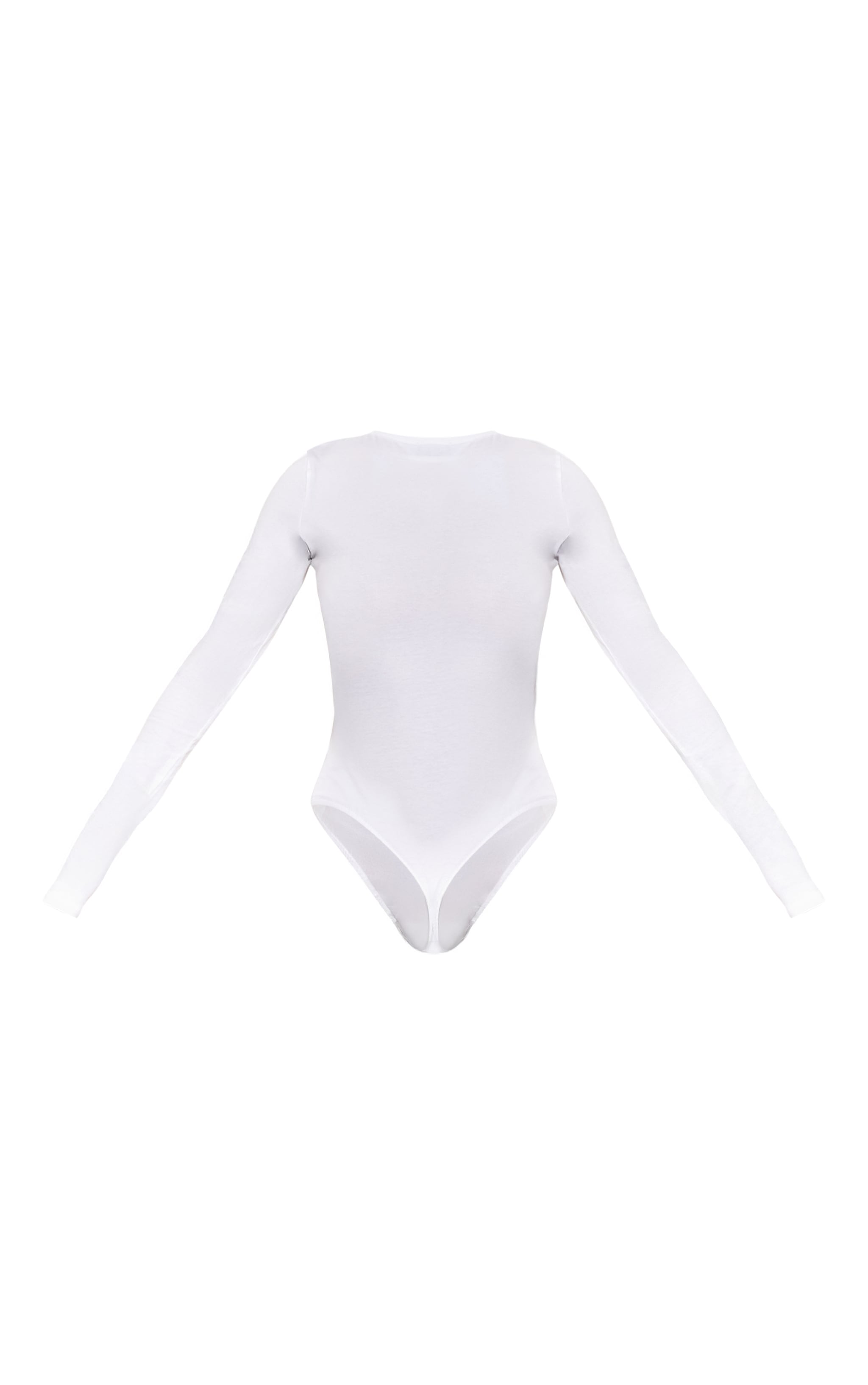 Body en coton blanc à col ras et manches longues image 6