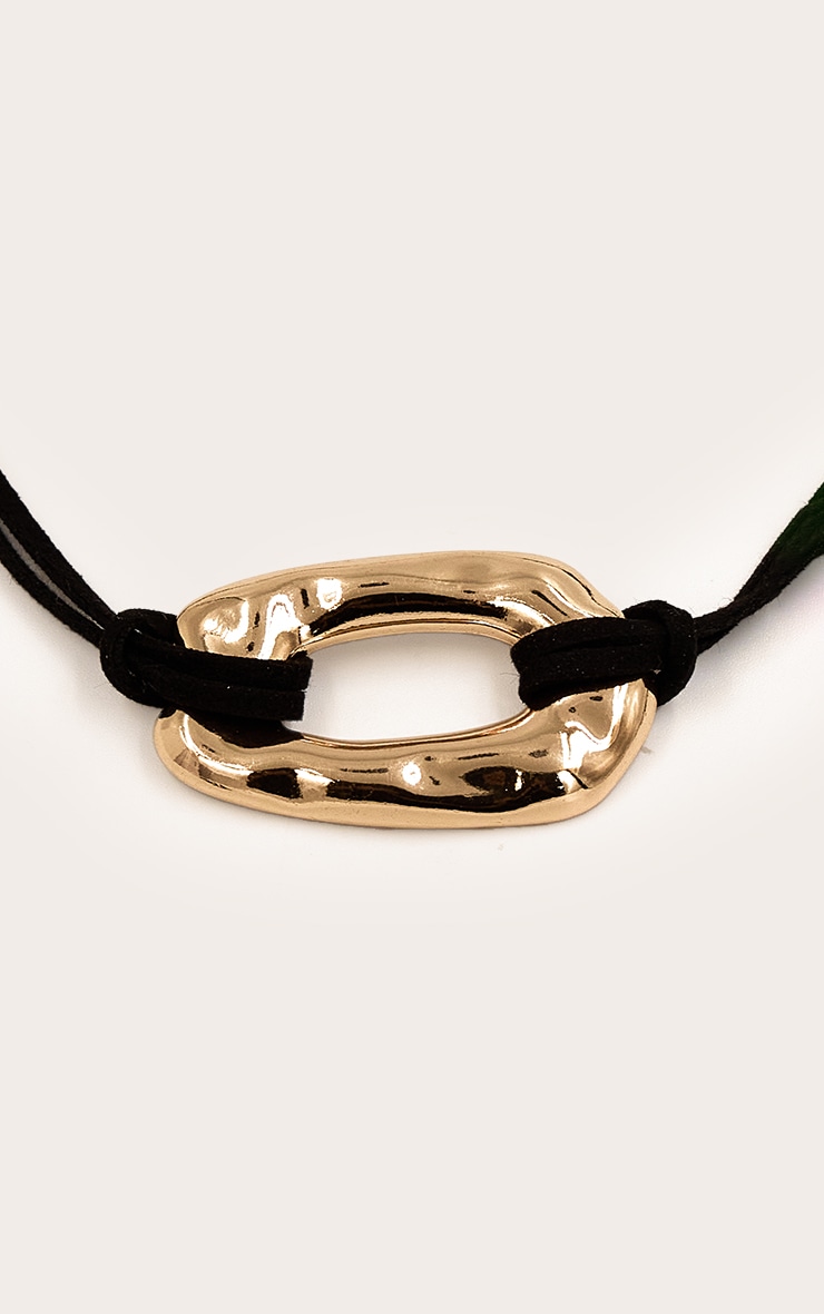 Gold Abstract Oval Statement Necklace image 3
