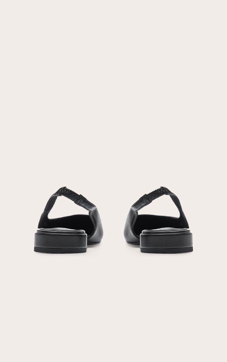 Black Pu Flat Slingback Court Shoe image 4