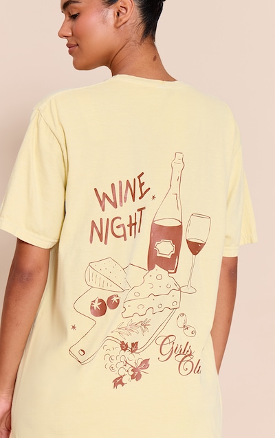 Lemon Wine Night Graphic Oversized T-shirt