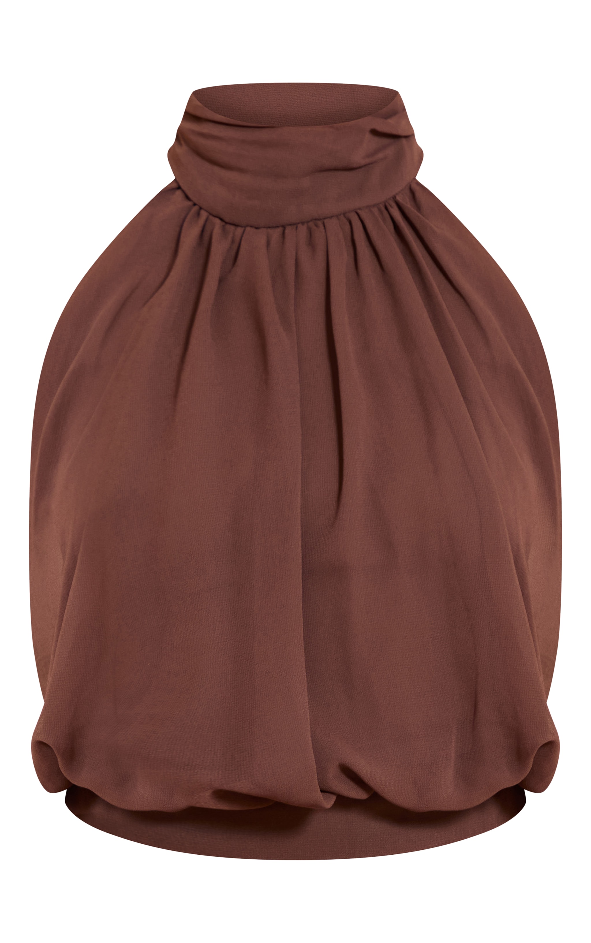 Chocolate Chiffon Ruched High Neck Top image 5