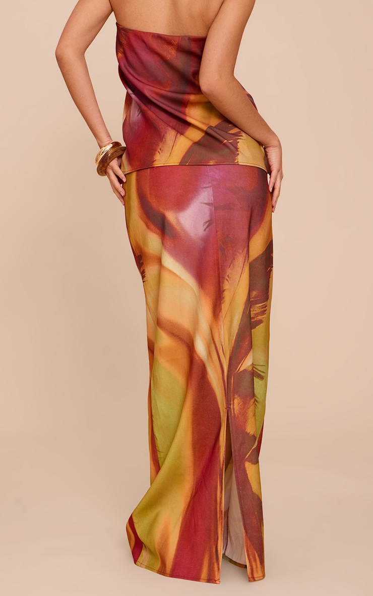 Multi Flower Print Woven Maxi Skirt image 3