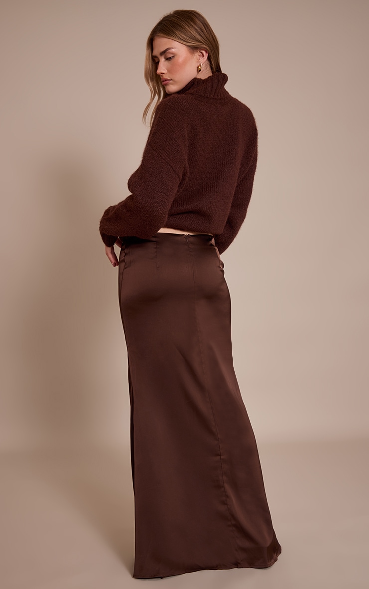 Dark Chocolate Satin Floaty Maxi Skirt image 3