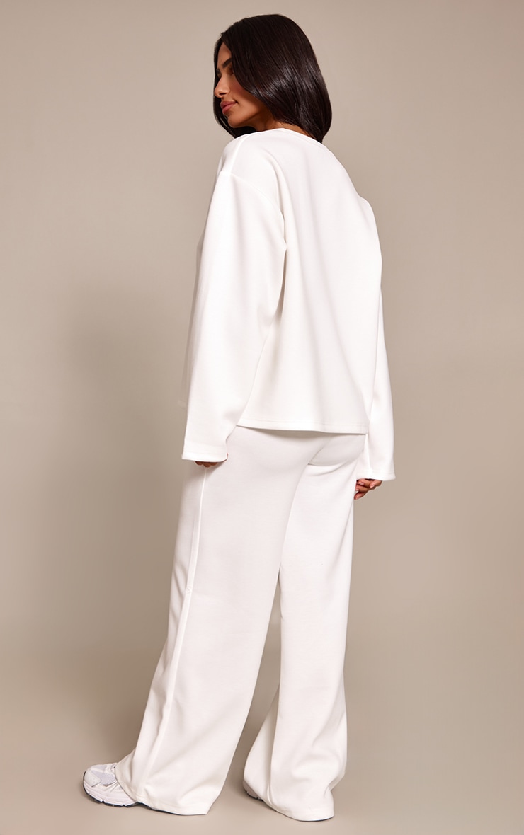 Petite Ecru Modal Elasticated Waist Wide Leg Pant image 3