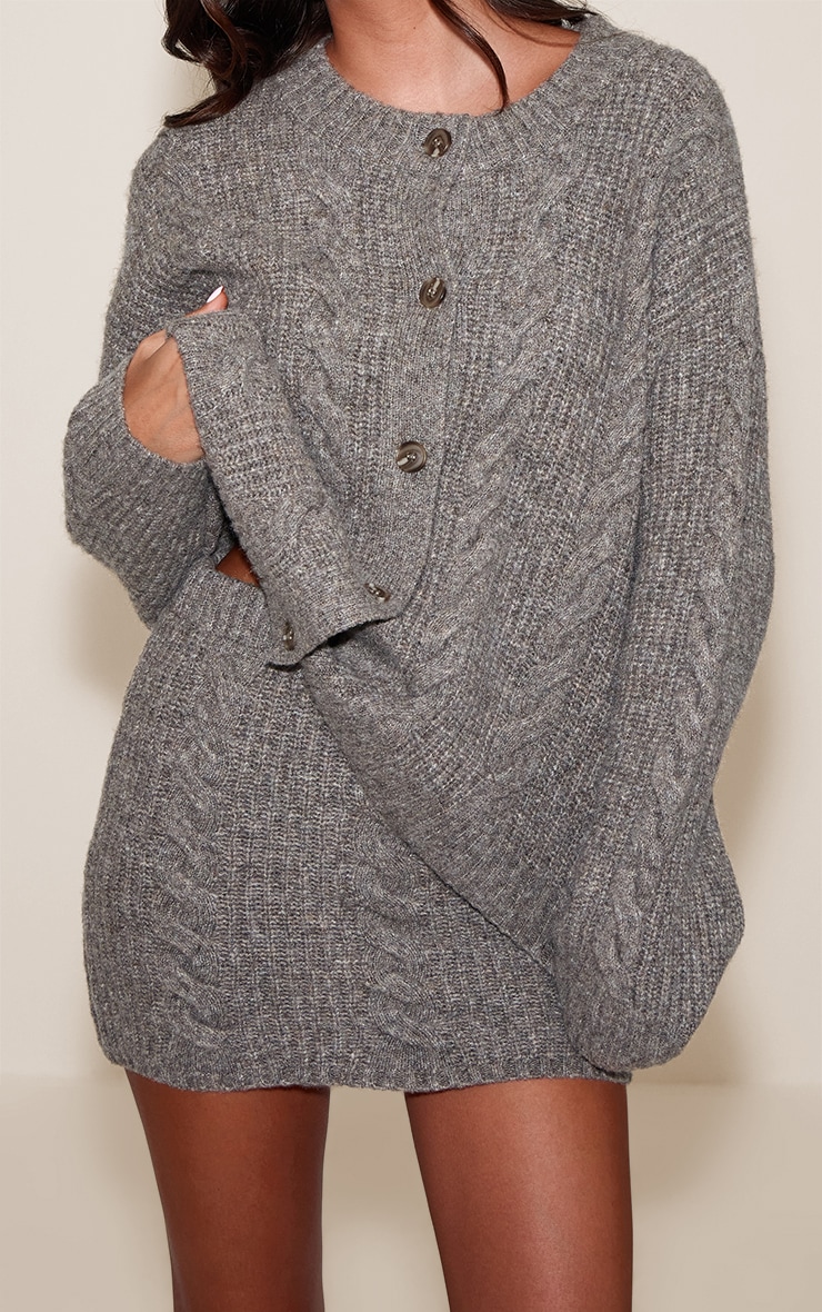 Dark Taupe Cable Knit Mini Skirt image 2