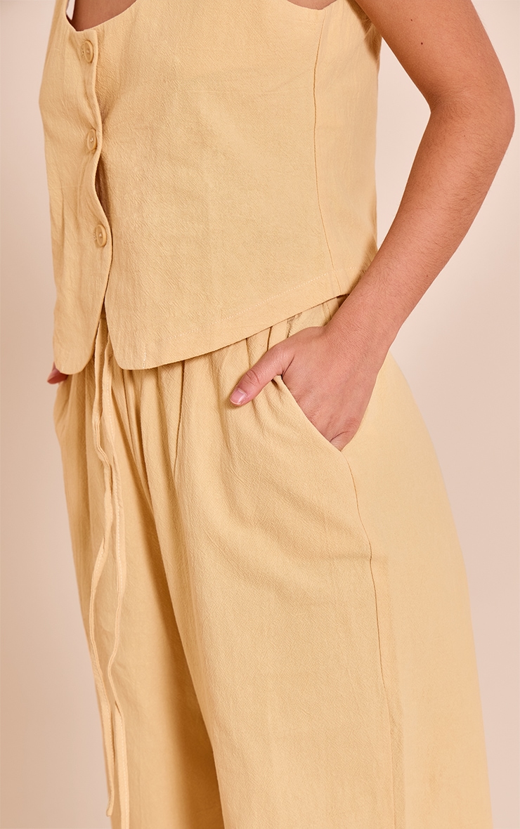 Butter Yellow Tailored Linen Look Draw String Wide Leg Pant image 4
