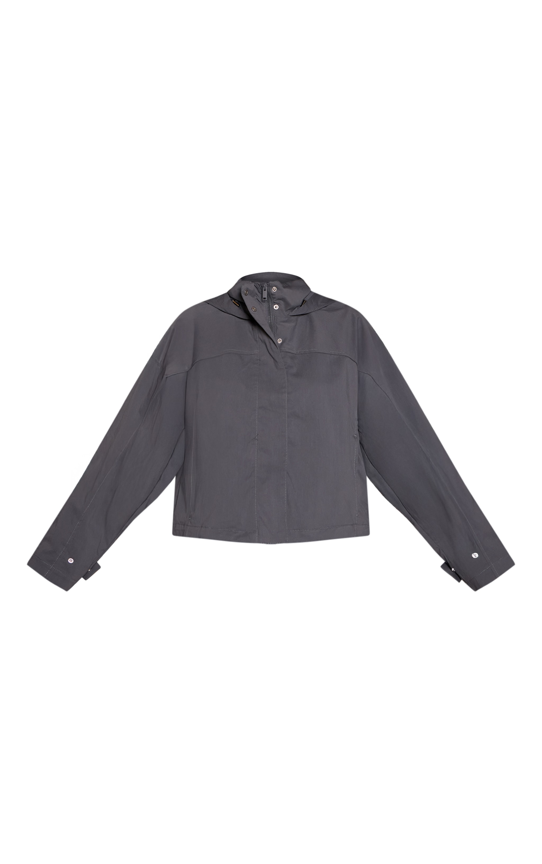 Charcoal Funnel Neck Ruched Windbreaker image 5