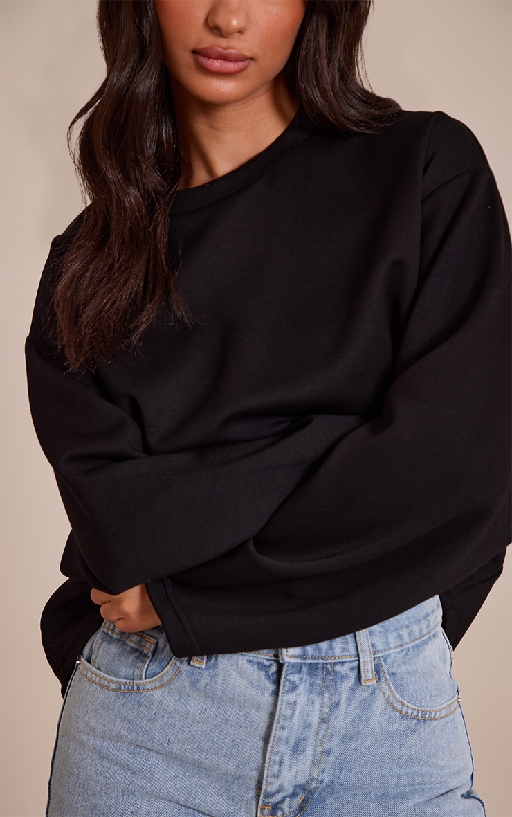 Petite Black Modal Oversized Long Sleeved T-shirt image 4