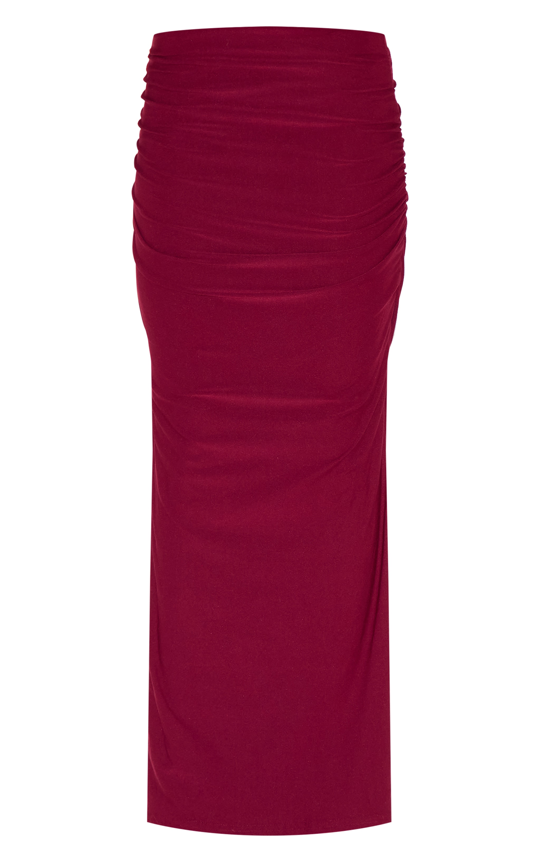 Burgundy Soft Touch Ruched Back Maxi Skirt image 5