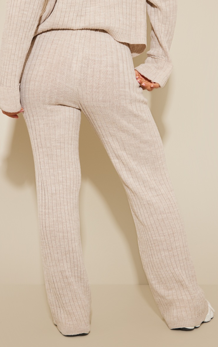 Stone Varsity Ribbed Knit Wide Leg Trousers image 3