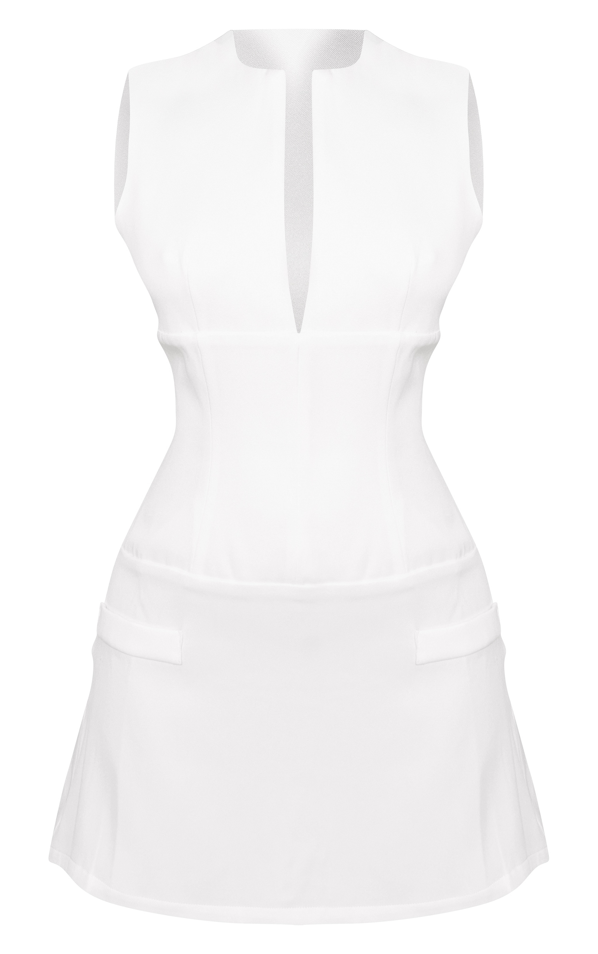 Petite White Tailored Fitted Mini Dress image 5