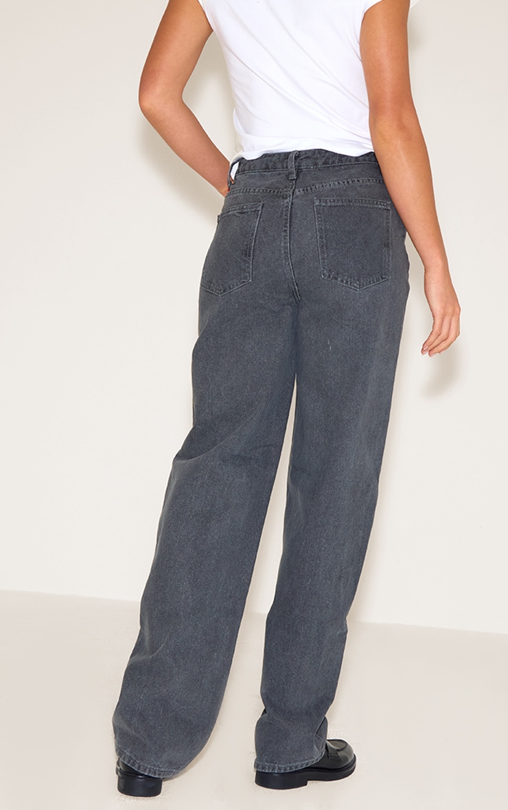 Tall Washed Grey High Waist Boyfriend Jeans image 3