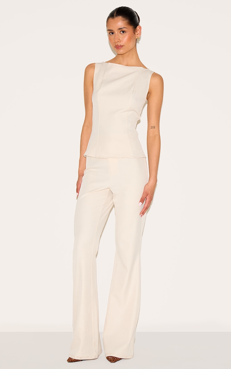 Tall Nude Mid Rise Tailored Flare Pants image 1