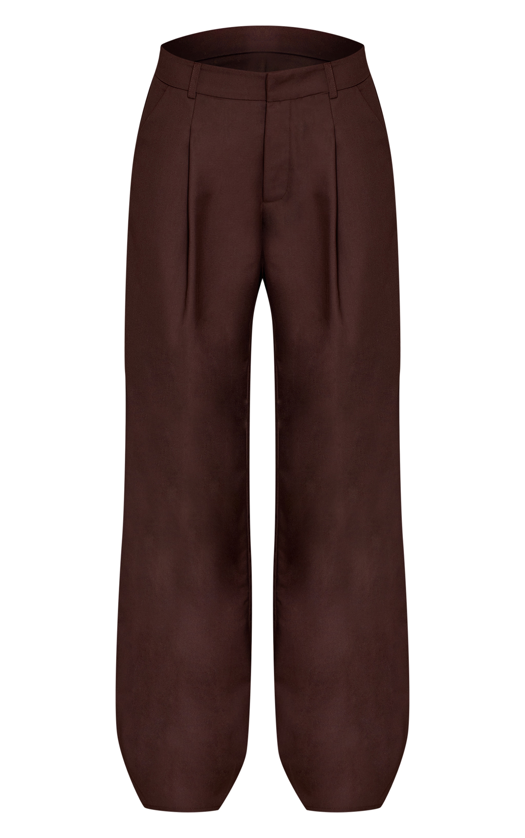 Tall Chocolate Woven Double Pleat Wide Leg Trousers image 5