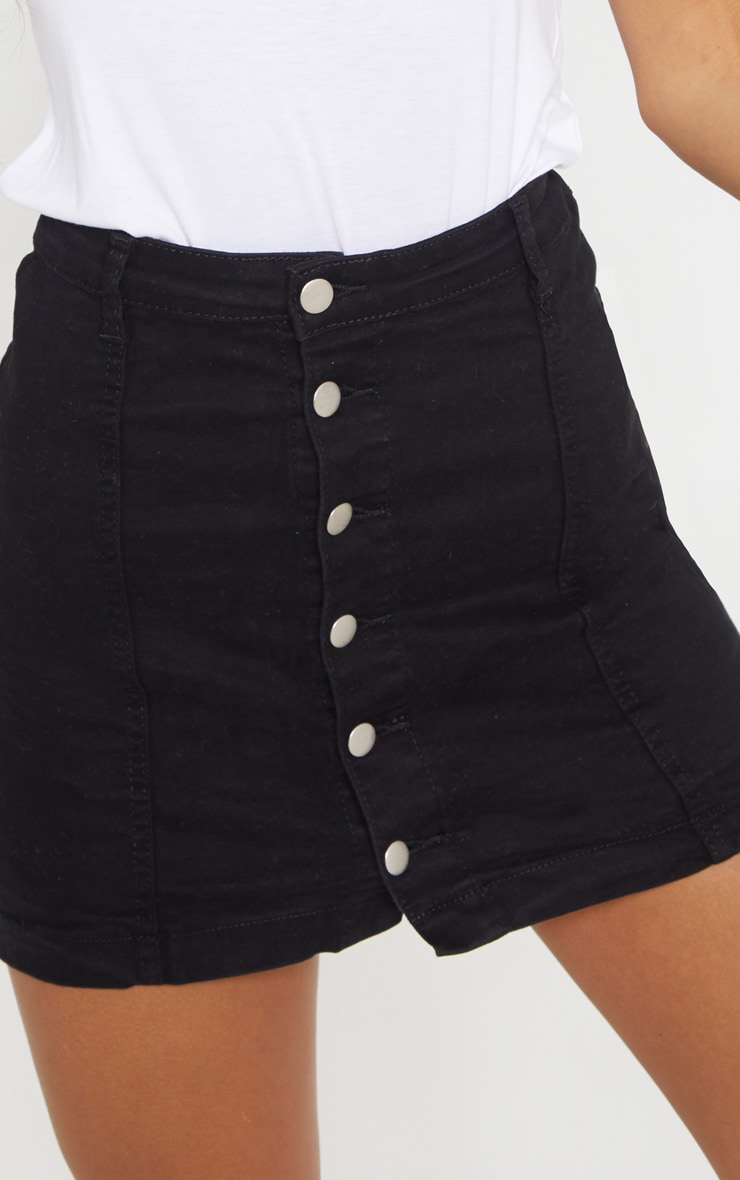 Black Cammie Denim Mini Skirt image 6