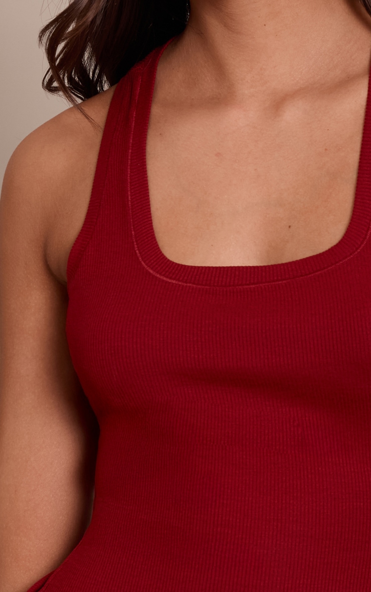 Deep Red Soft Rib Scoop Neck Vest Top image 4