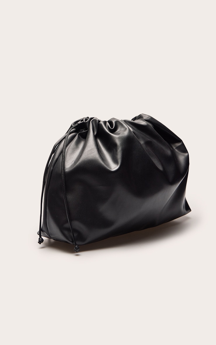 Black PU Oversized Pouch Clutch Bag image 4