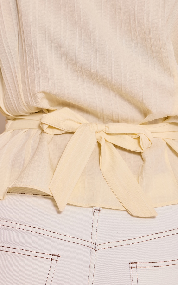Plus Cream Textured Satin Tie Back Shirt image 4