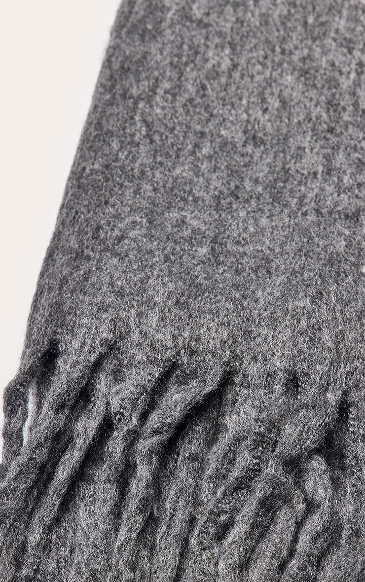 Smokey Grey Brushed Knit Tassel Scarf image 3
