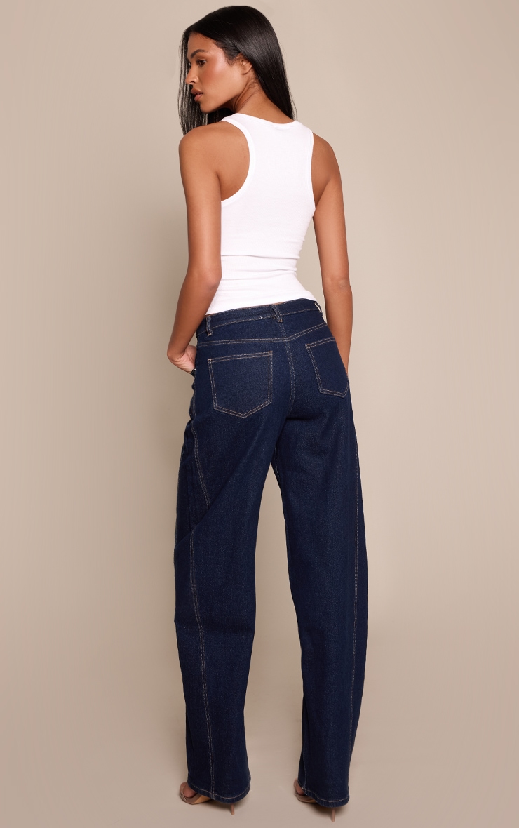 Tall Indigo Mid Rise Stretch Barrel Jeans image 3