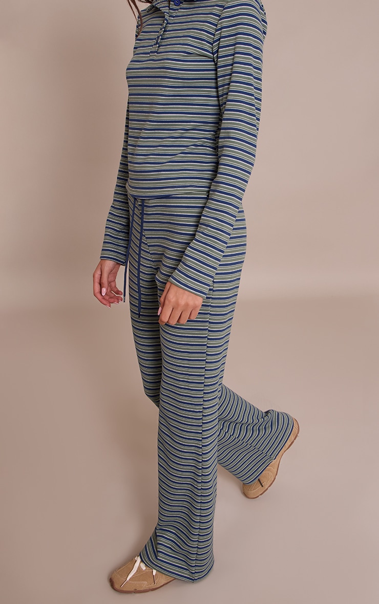 Green Soft Fleece Pinstripe Skinny Flare Pant  image 2