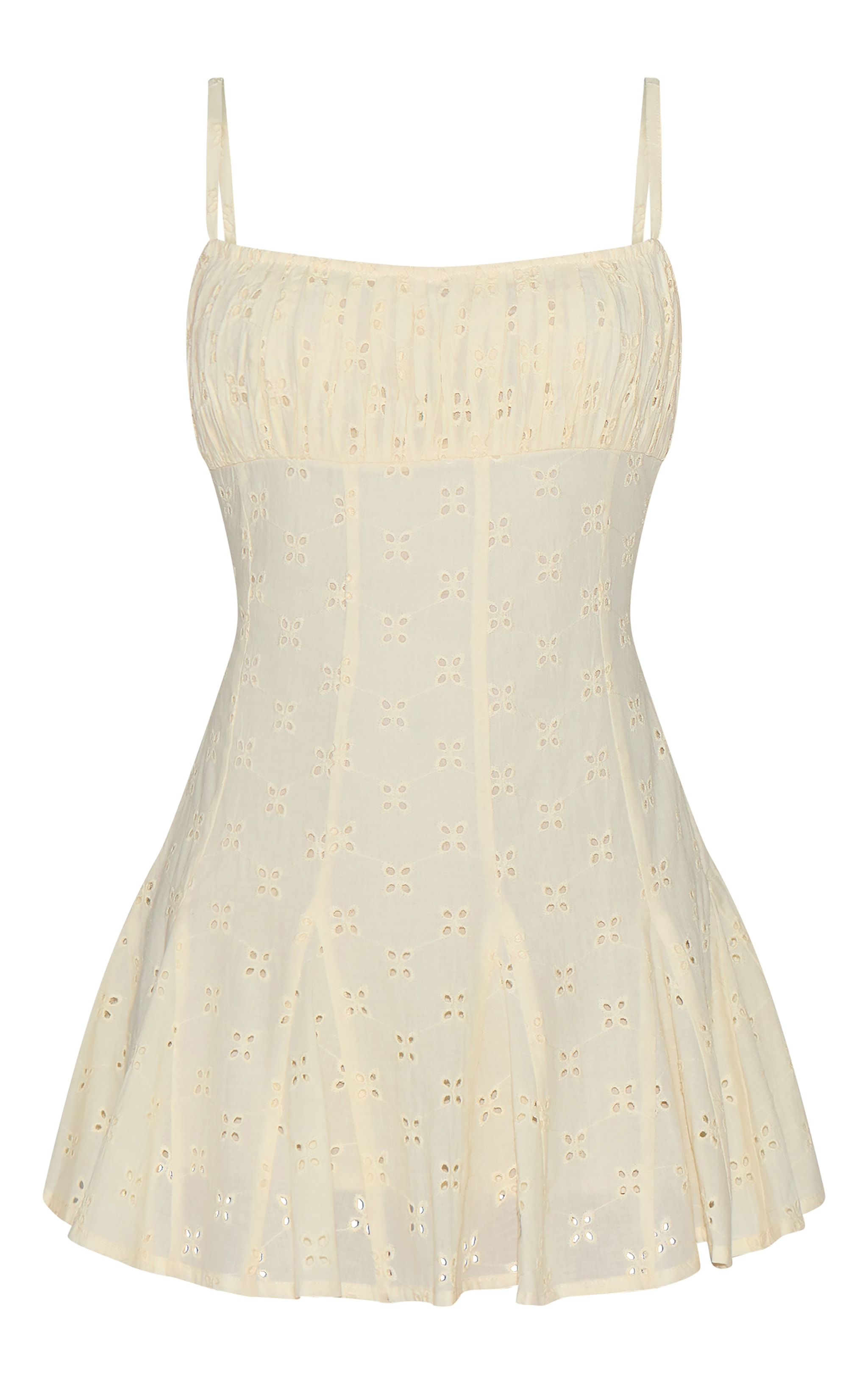 Lemon Broderie Strappy Pleated Shift Dress image 5