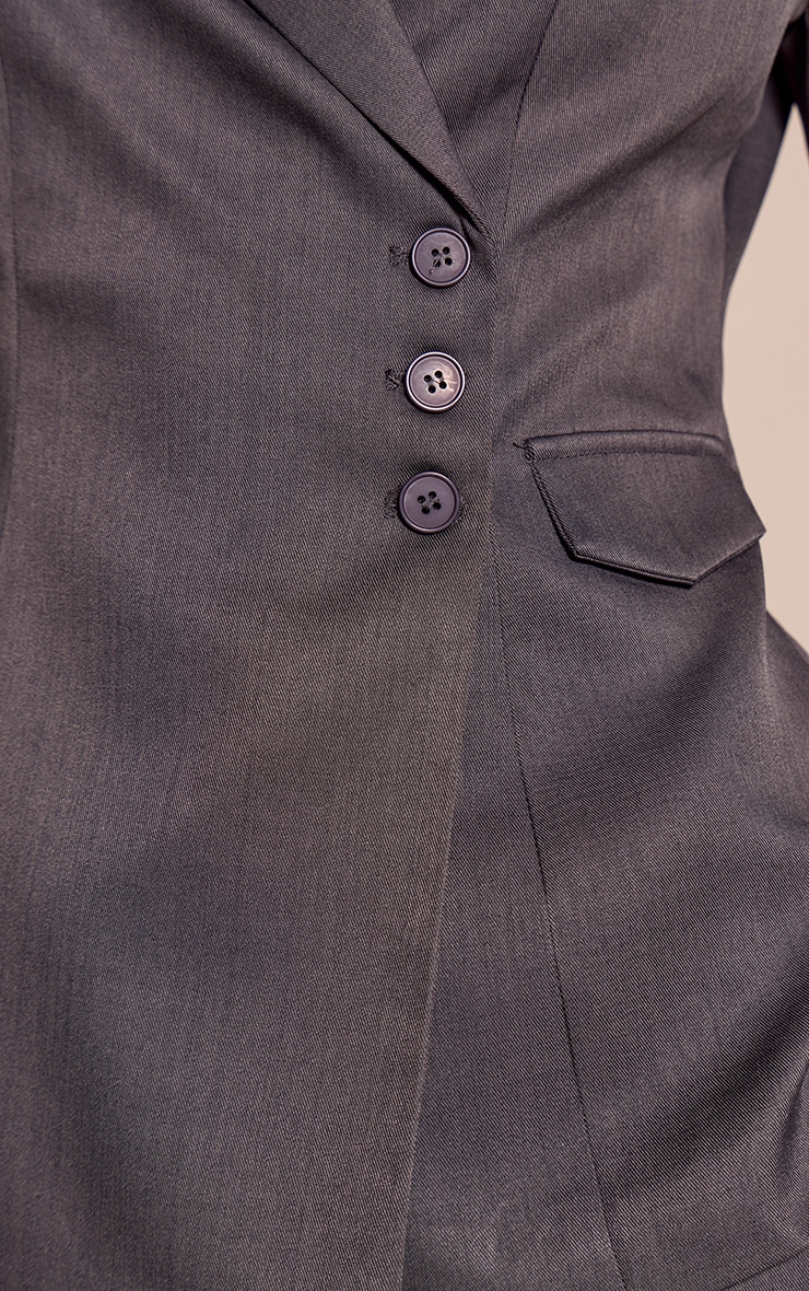 Grey Woven Tailored Cinched Waist Blazer image 4