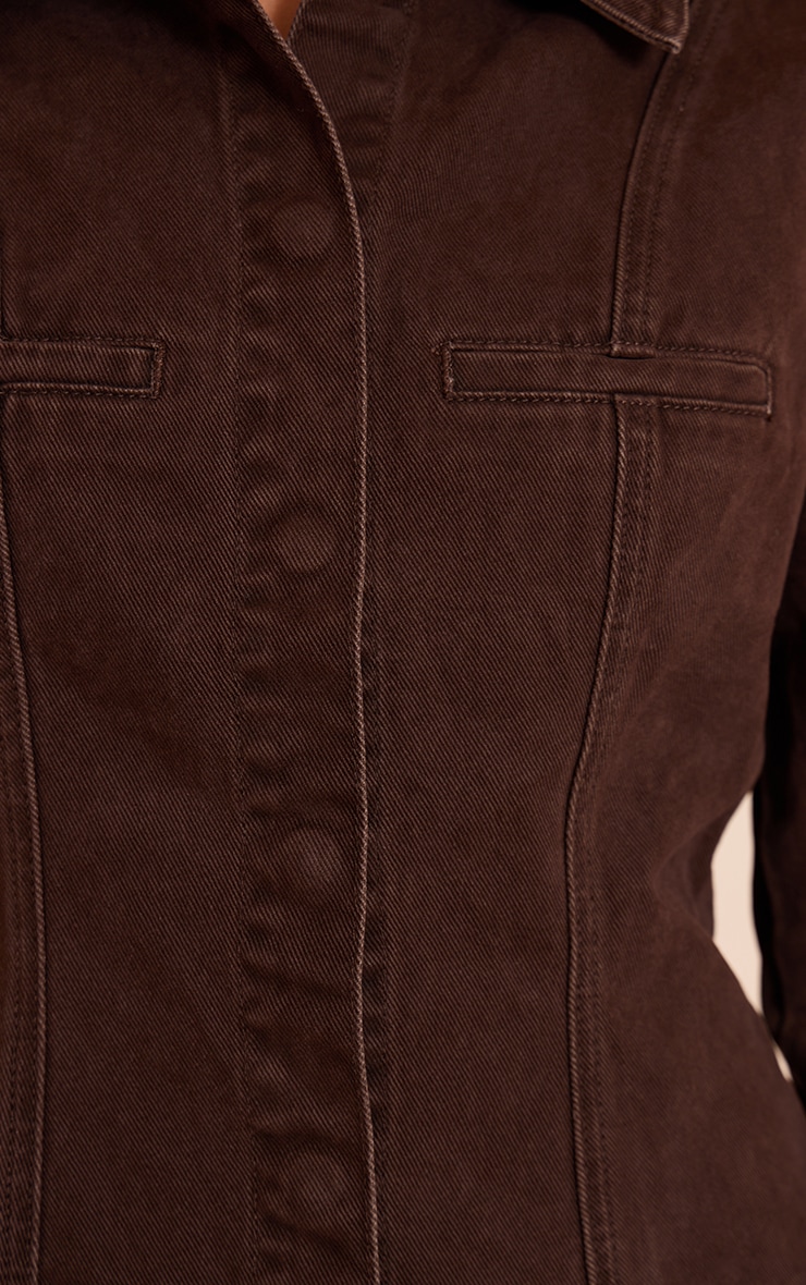 Dark Chocolate Fitted Seam Detail Shirt image 4