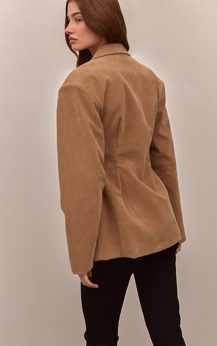 Blazer en suédine taupe à taille cintrée image 2