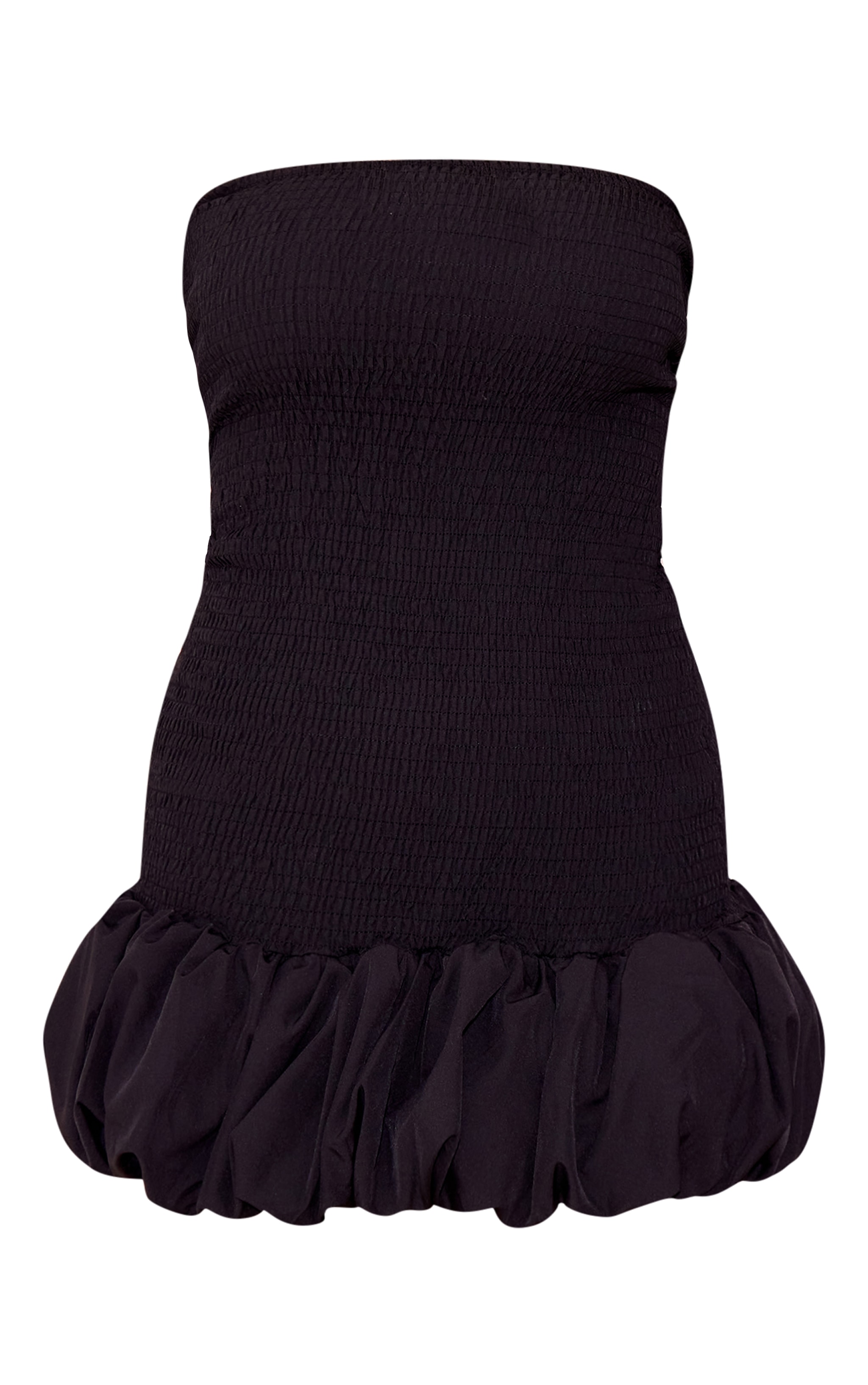 Black Shirred Bandeau Bodycon Dress image 5