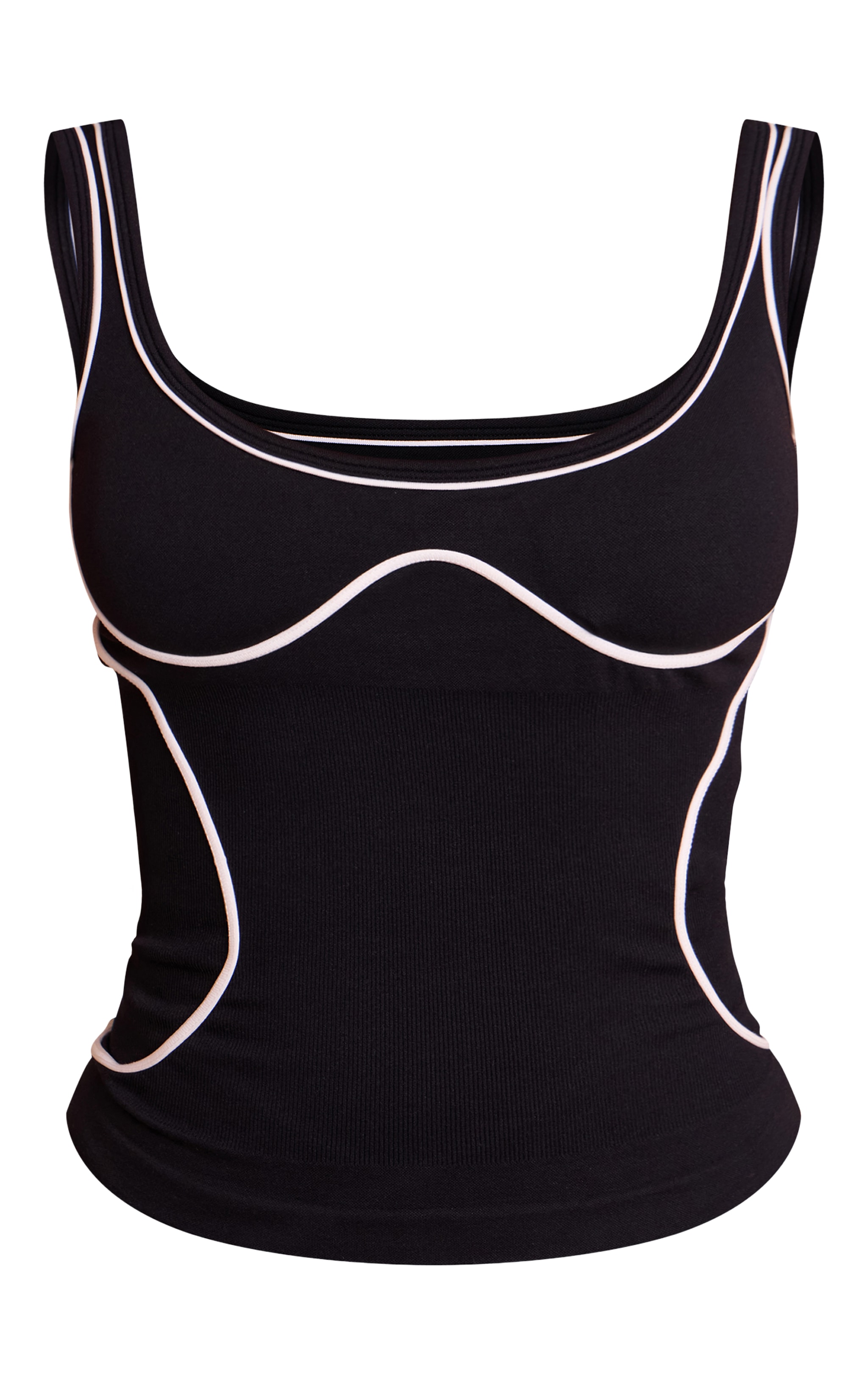 Petite Black Seamless Contrast Seam Gym Vest image 5