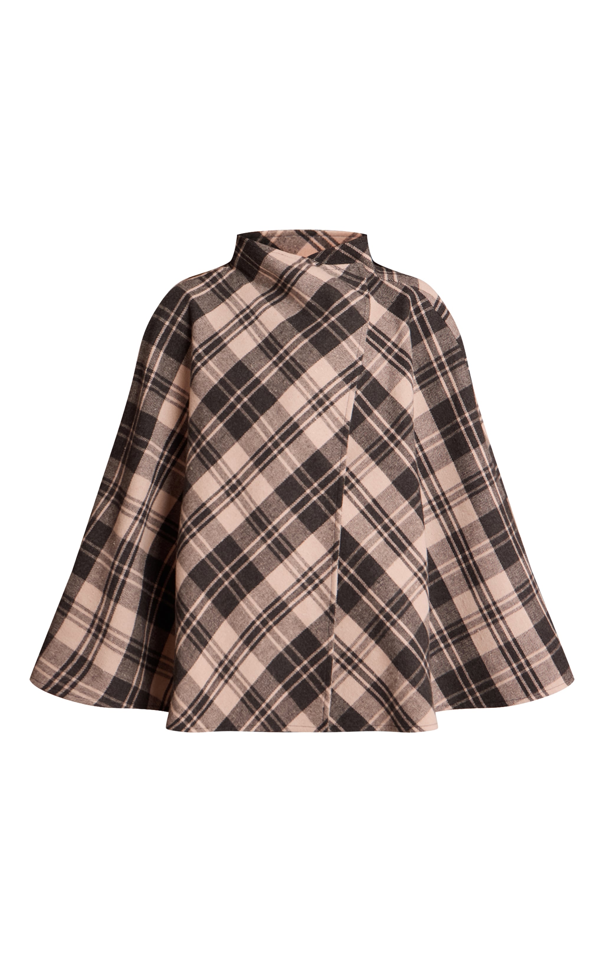 Manteau cache-cœur à col cheminée à carreaux mono image 5