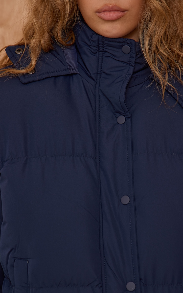 Navy Hooded Puffer Coat image 4