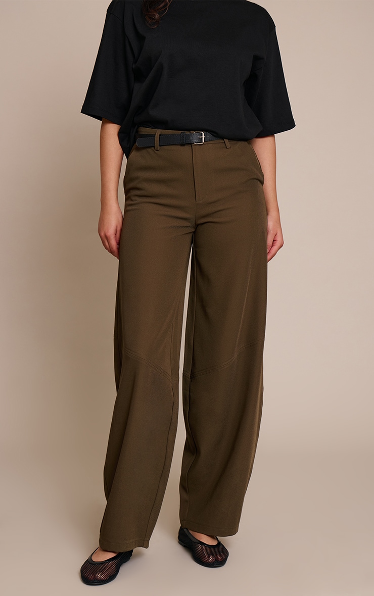 Dark Khaki Seam Detail Woven Balloon Pants image 2