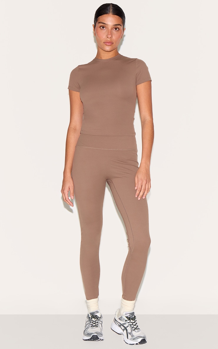 Petite Mushroom Sculpt Longline Gym Top Short Sleeve image 3
