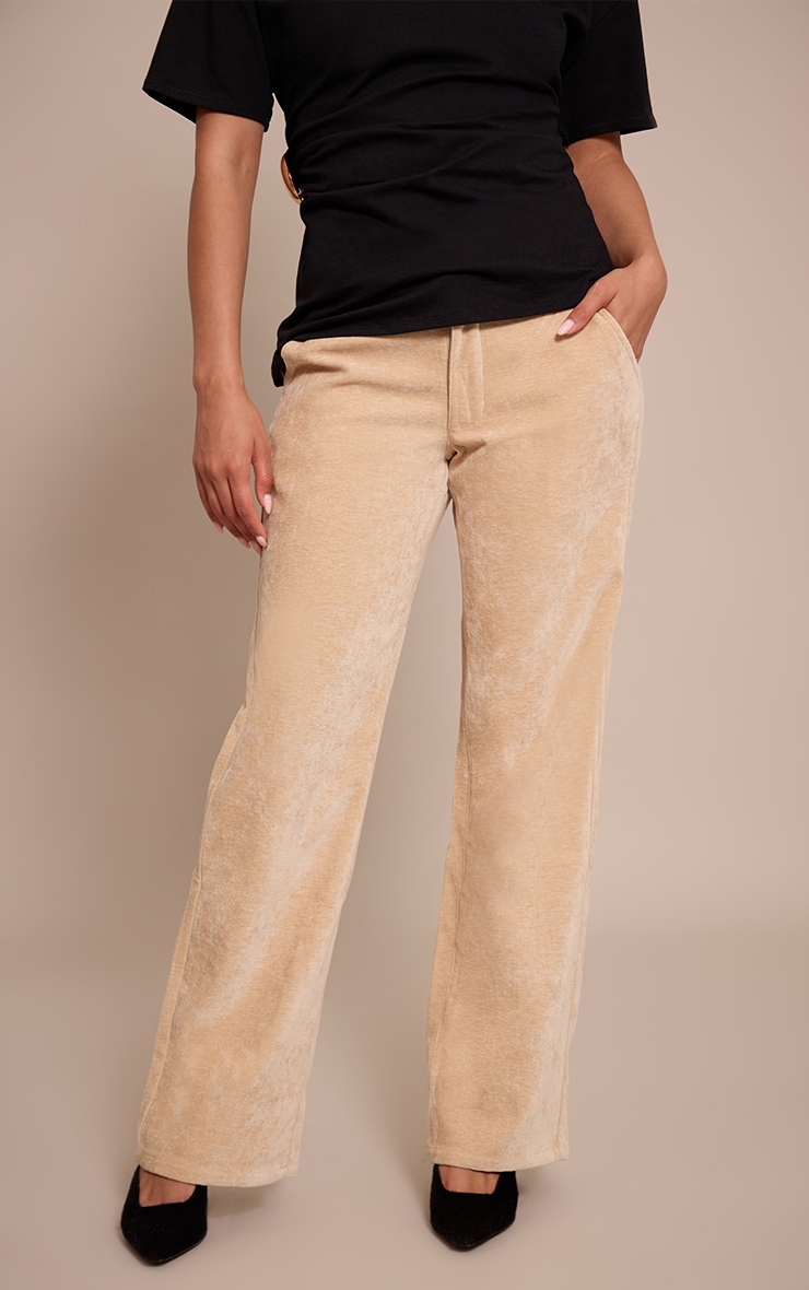 Camel Velour Straight Leg Pants image 2