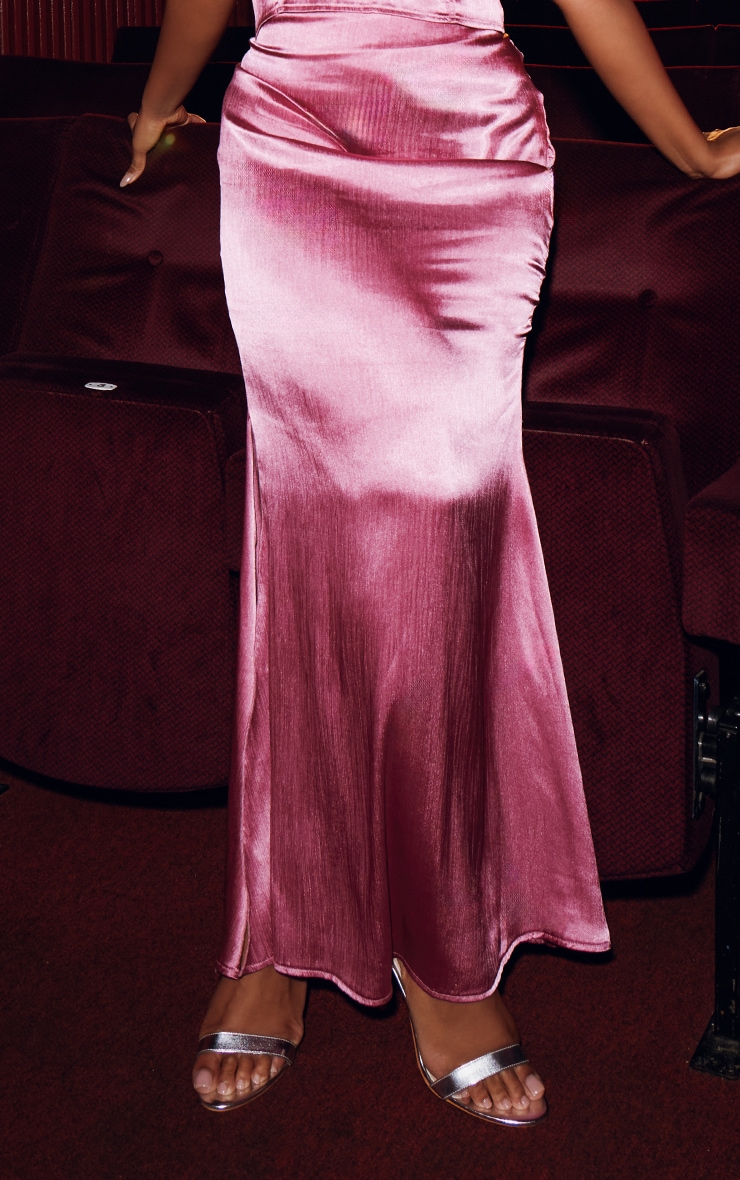 Plus Pink Textured Satin Maxi Skirt image 2