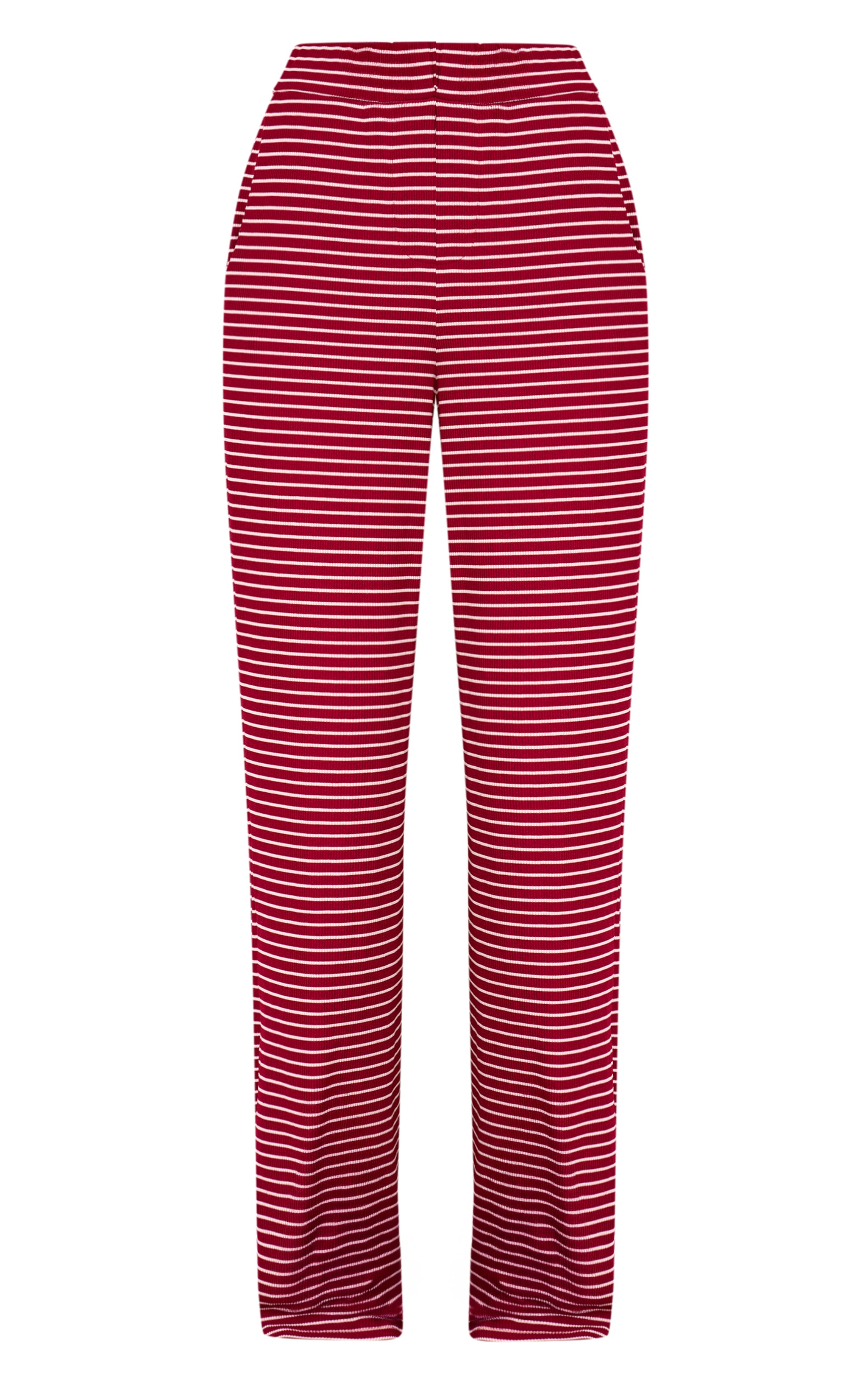 Burgundy Striped  Boyfriend Style Wide Leg Trousers image 5