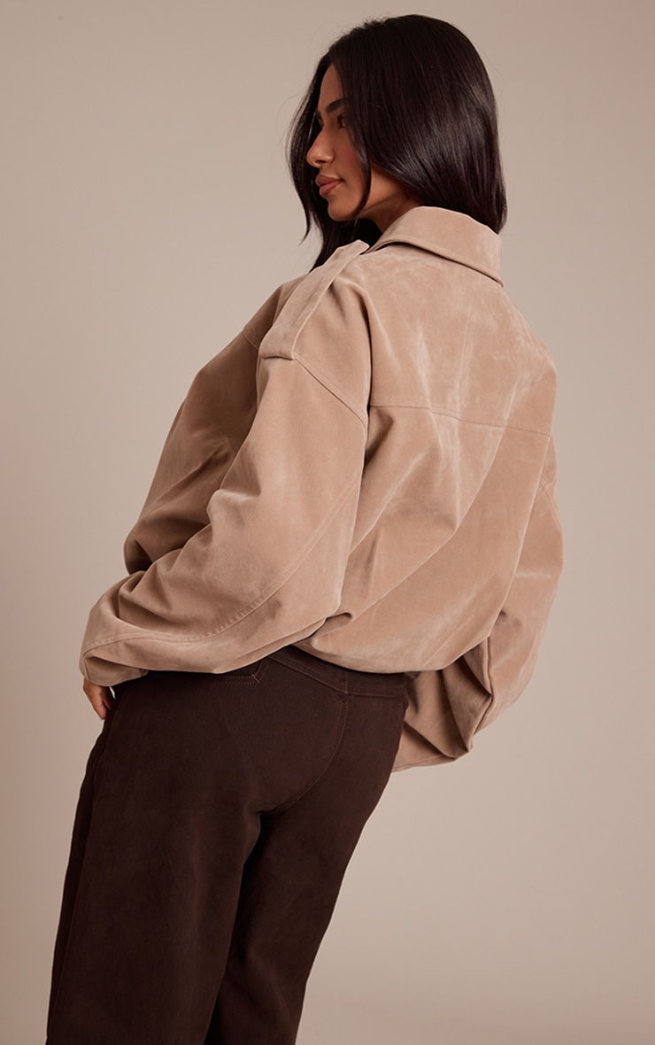 Petite Stone Faux Suede Oversized Zip Up Jacket image 2